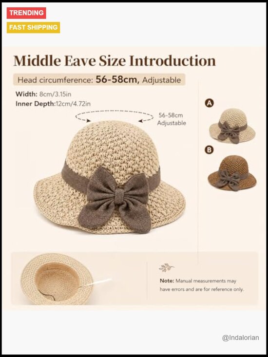 Retro Woven Straw Hat with Ruffled Bow, Wide Brim, Foldable for Travel main image 6